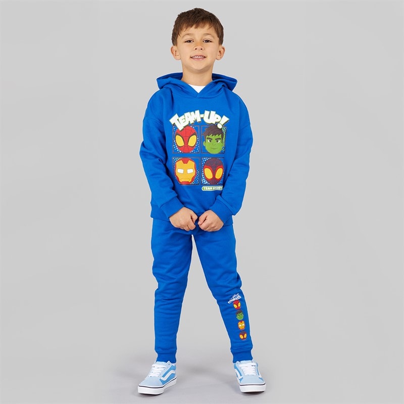 Spiderman Boys Spidey & Friends Hoodie And Joggers Tracksuit Cobalt Blue - Image 4