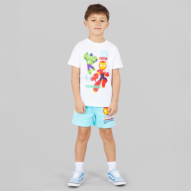 Marvel Boys Iron Man & Friends T-Shirt And Shorts Set White/Blue - Image 3