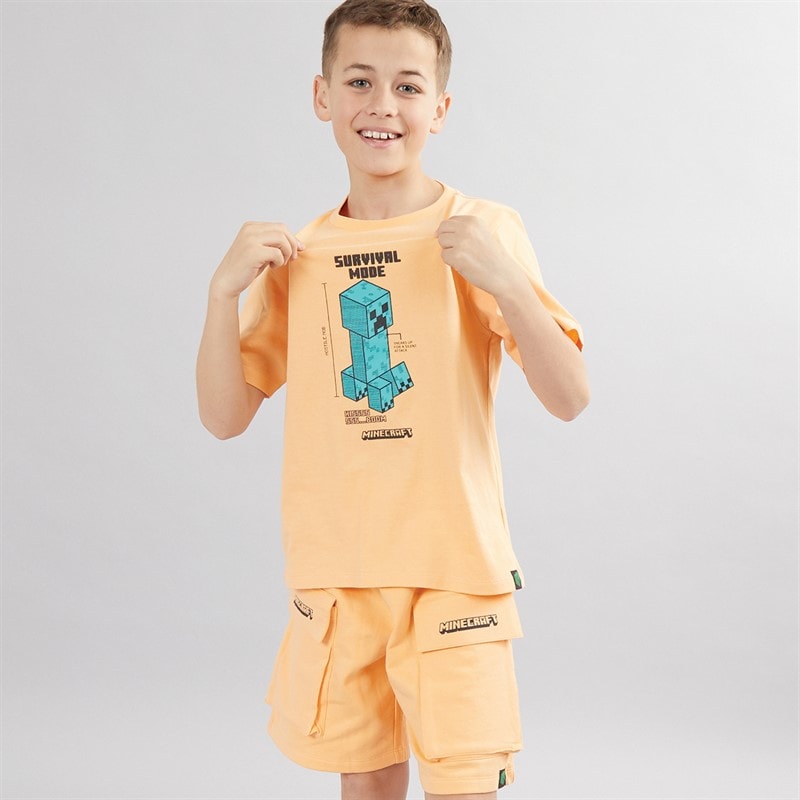 MINECRAFT Boys T-Shirt And Shorts Set Orange - Image 1