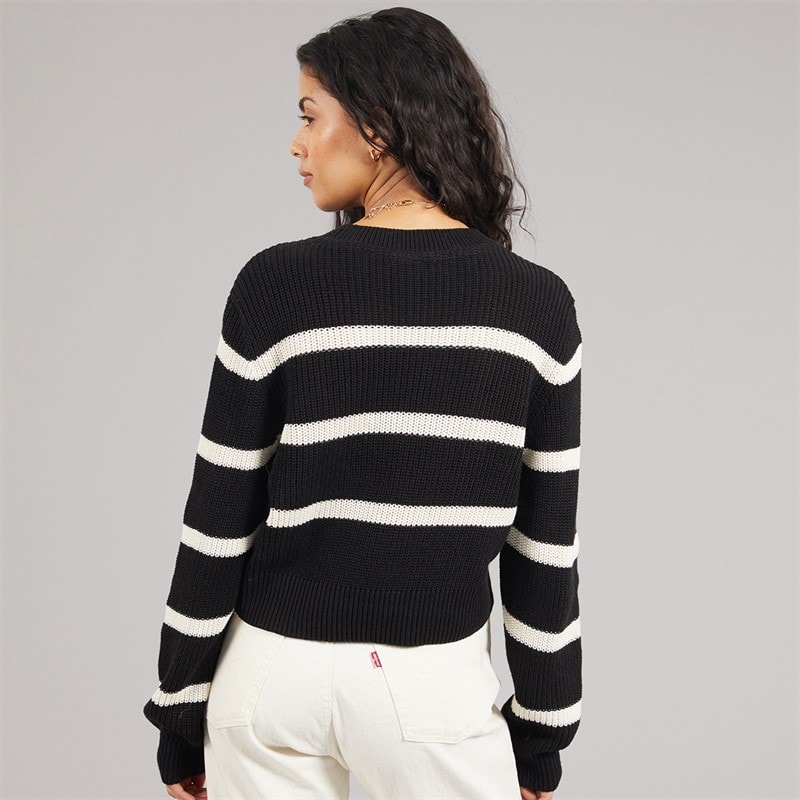 Noisy May Womens Maysa Stripe Knit Jumper Black - Image 2