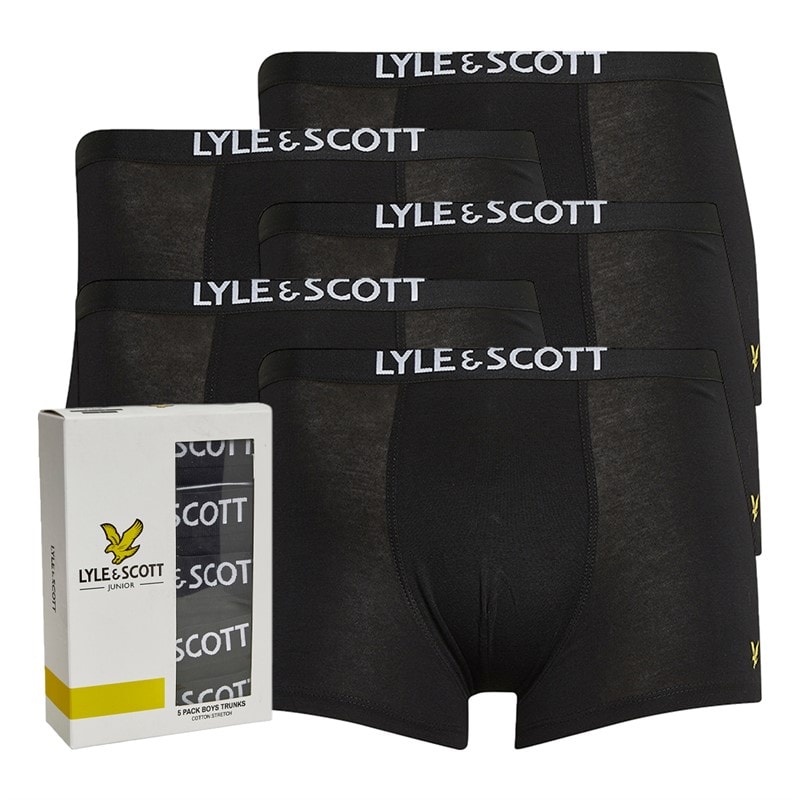 Lyle And Scott Boys Five Pack Boxer Trunks Black - Image 1