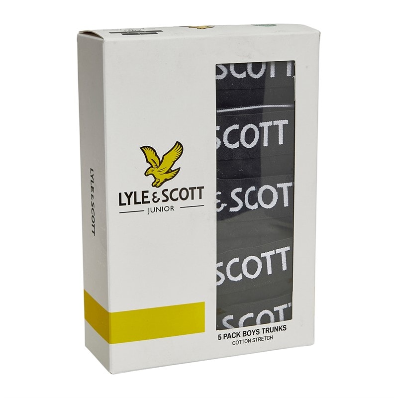Lyle And Scott Boys Five Pack Boxer Trunks Black - Image 3
