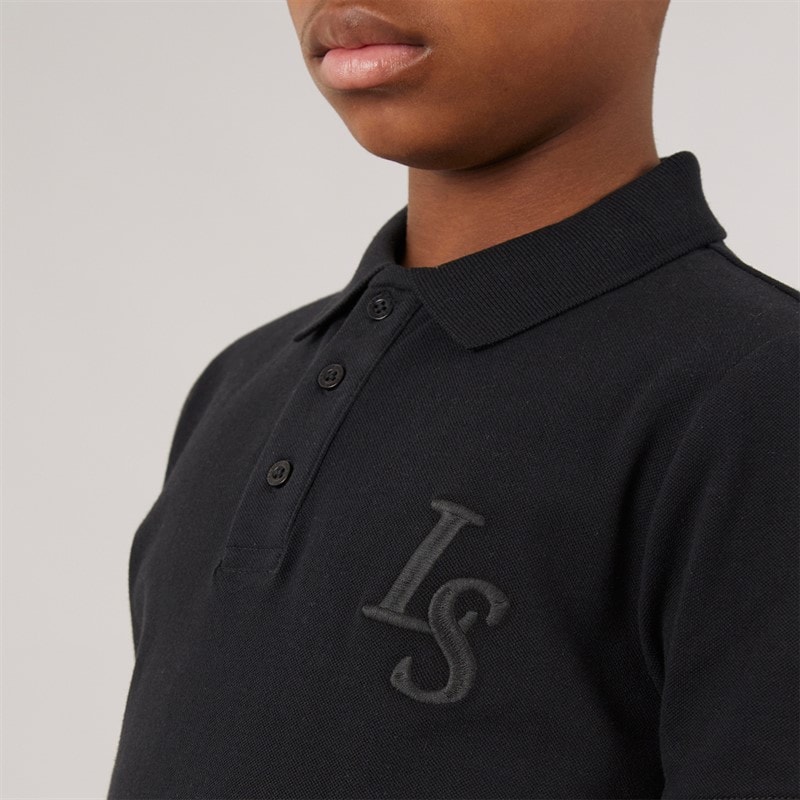 Lyle And Scott Boys Land Scott L&S Monogram Polo Shirt Z865 Jet Black - Image 3