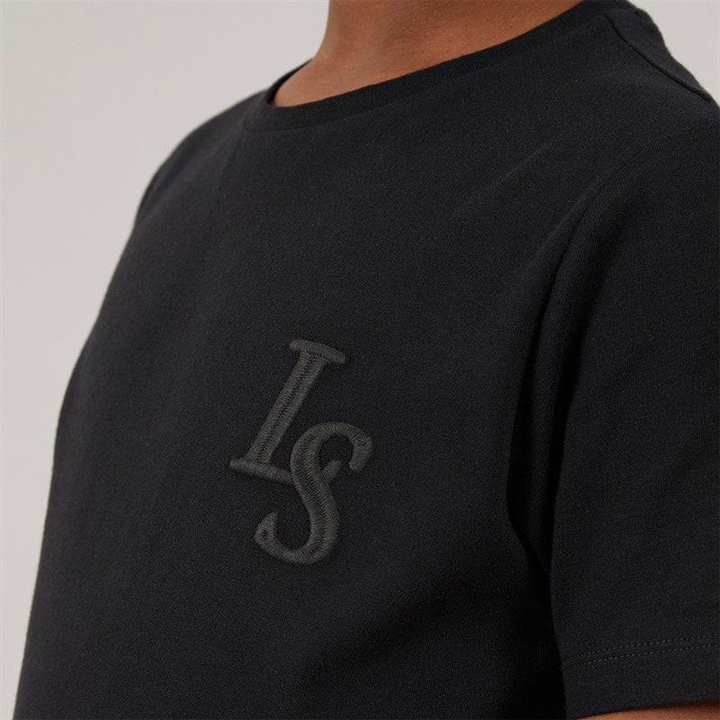 Lyle And Scott Boys Land Scott L&S Monogram T-Shirt Z865 Jet Black - Image 3