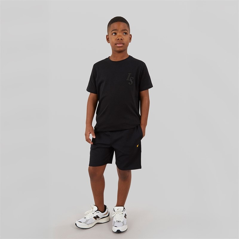 Lyle And Scott Boys Land Scott L&S Monogram T-Shirt Z865 Jet Black - Image 4