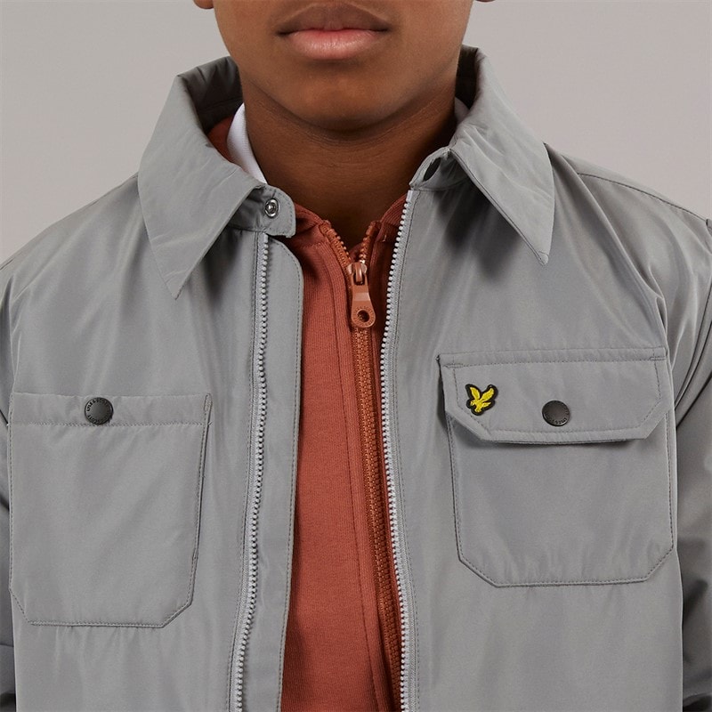 Lyle And Scott Boys Padded Nylon Overshirt X852 Sharkskin - Image 3