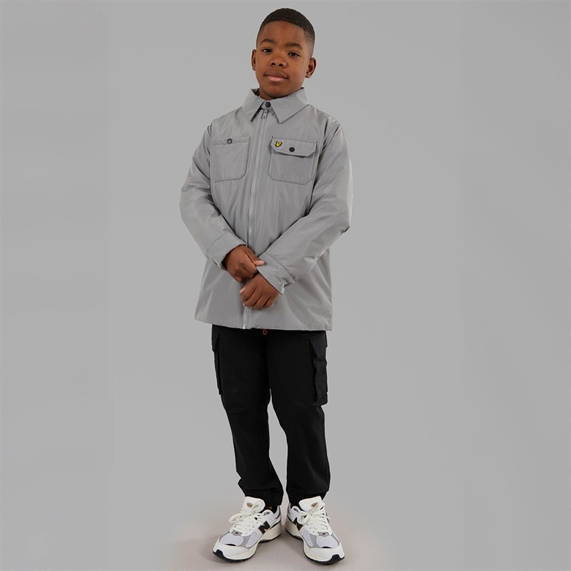 Lyle And Scott Boys Padded Nylon Overshirt X852 Sharkskin - Image 4