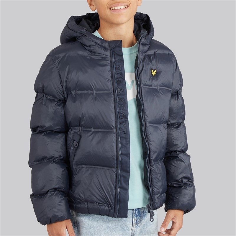Lyle And Scott Boys Cropped Puffer Coat Dark Navy - Image 3