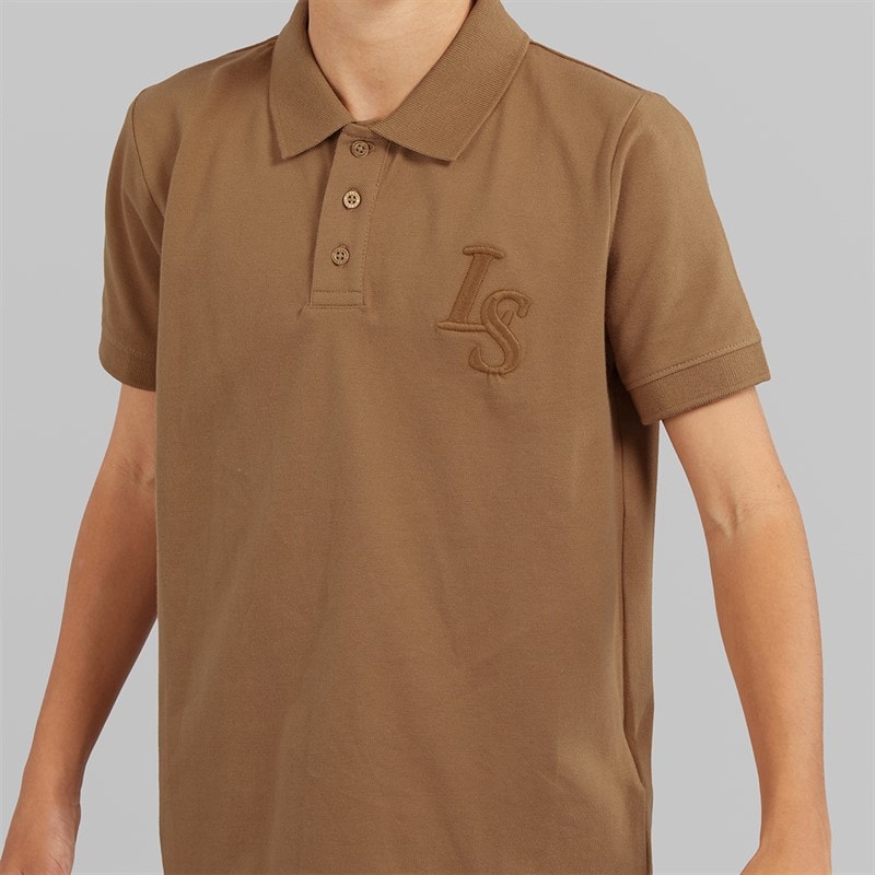 Lyle And Scott Boys Monogram Polo Shirt Tigers Eye - Image 3