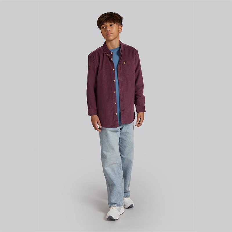 Lyle And Scott Boys Cord Shirt Dusky Maroon - Image 4