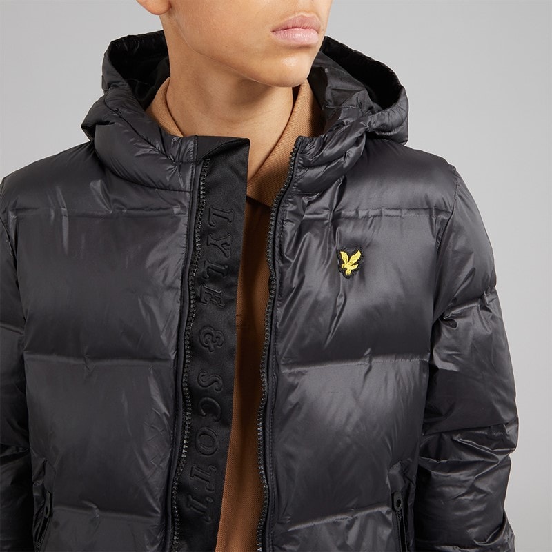 Lyle And Scott Boys Cropped Puffer Coat Jet Black - Image 3