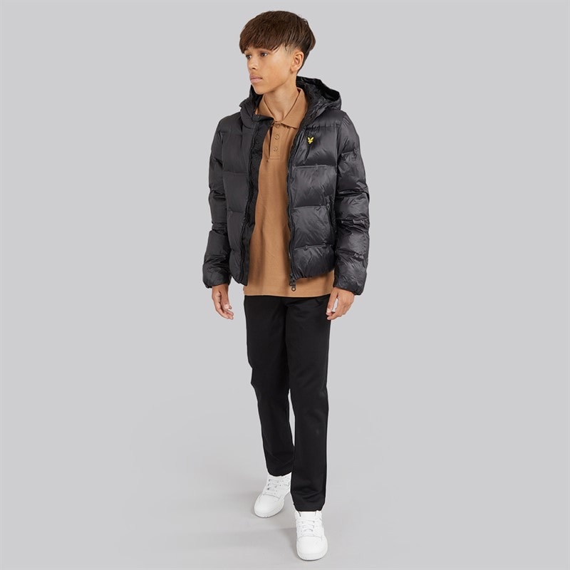 Lyle And Scott Boys Cropped Puffer Coat Jet Black - Image 4