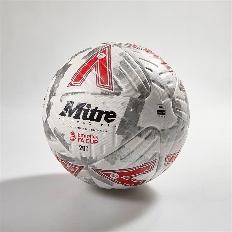 Mitre FA Cup Ultimax Pro Official Match Football (FIFA Pro Certified) White/Silver/Red - Image 1
