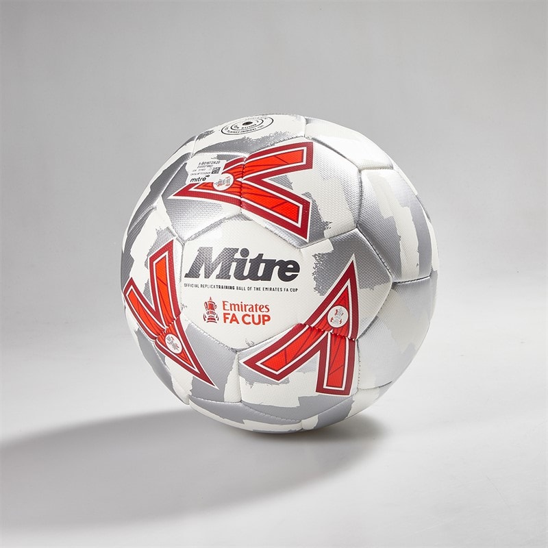 Mitre FA Cup 24/25 Training Football White/Silver/Red - Image 1