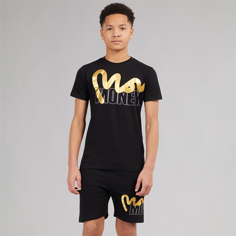 Money Boys Stencil Block T-Shirt And Shorts Set Black