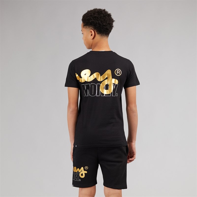Money Boys Stencil Block T-Shirt And Shorts Set Black - Image 2