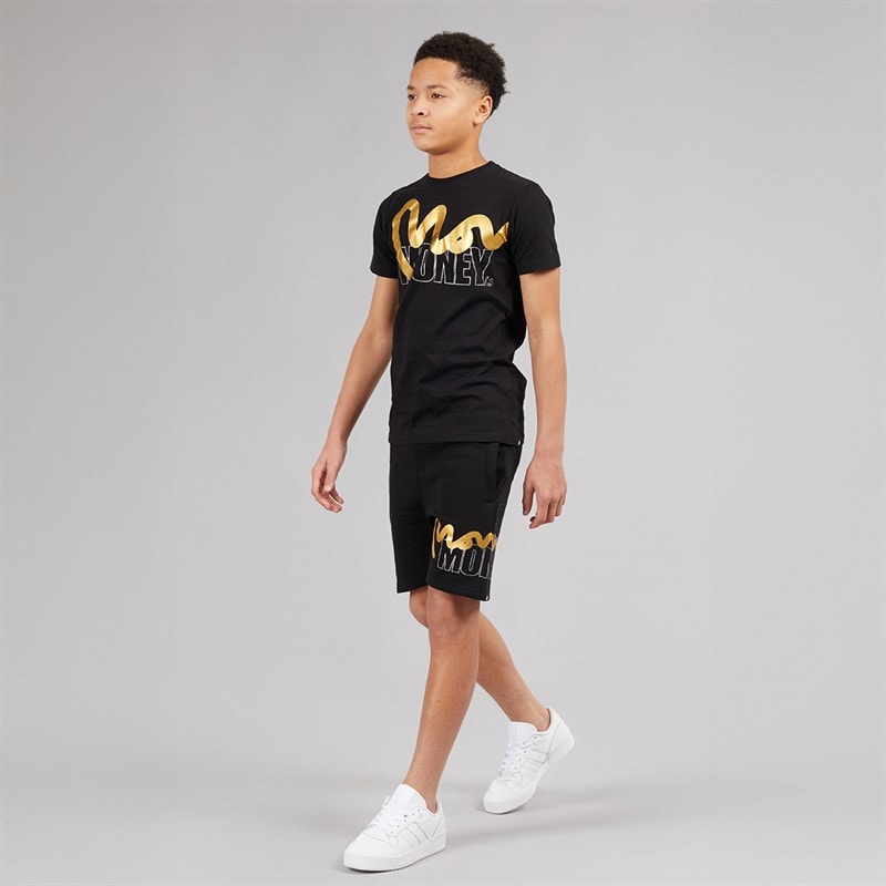 Money Boys Stencil Block T-Shirt And Shorts Set Black - Image 3