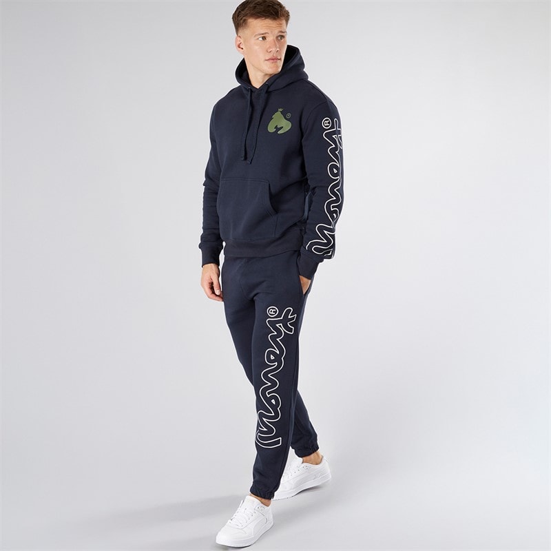 Money Mens Sig Line Fleece Hood Tracksuit Navy