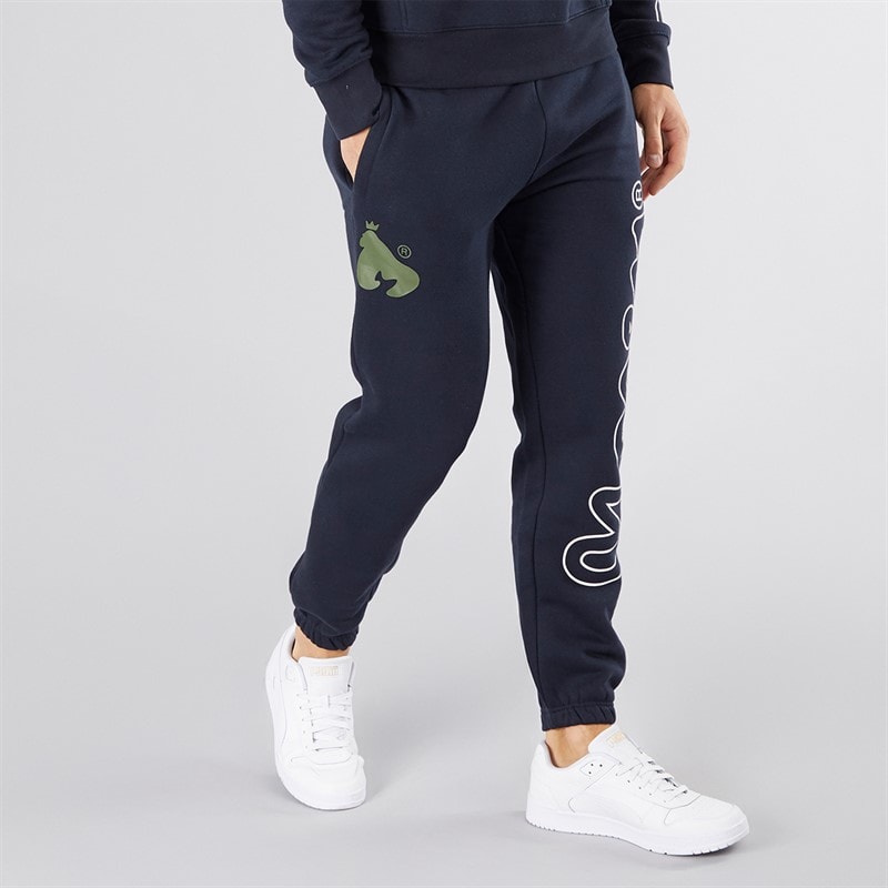 Money Mens Sig Line Fleece Hood Tracksuit Navy - Image 3