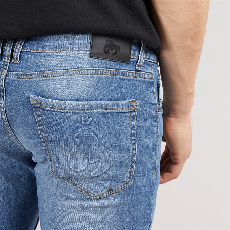 Money Mens Ape Embossed Jeans Stone Wash - Image 3