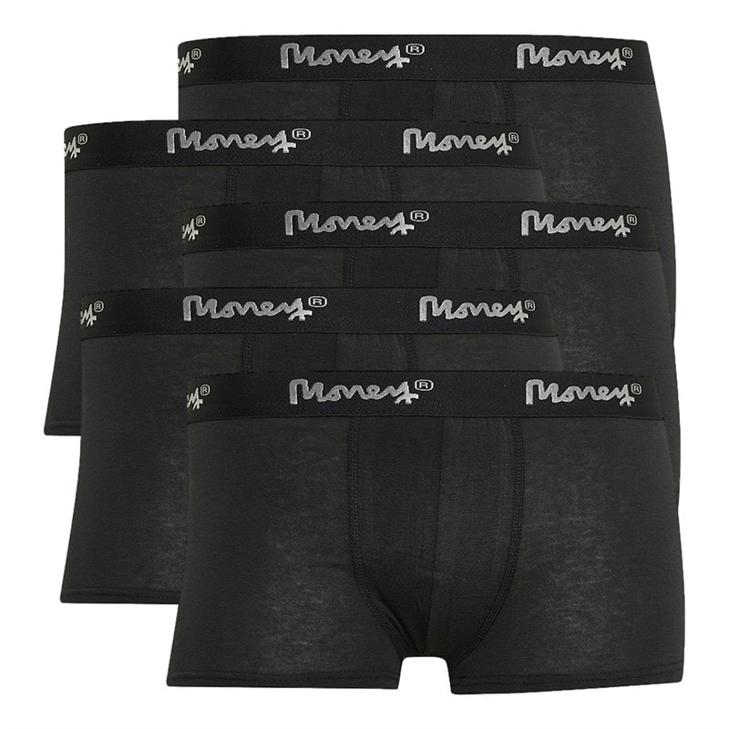 Money Boys Silver Money Sig Five Pack Boxer Trunks Black