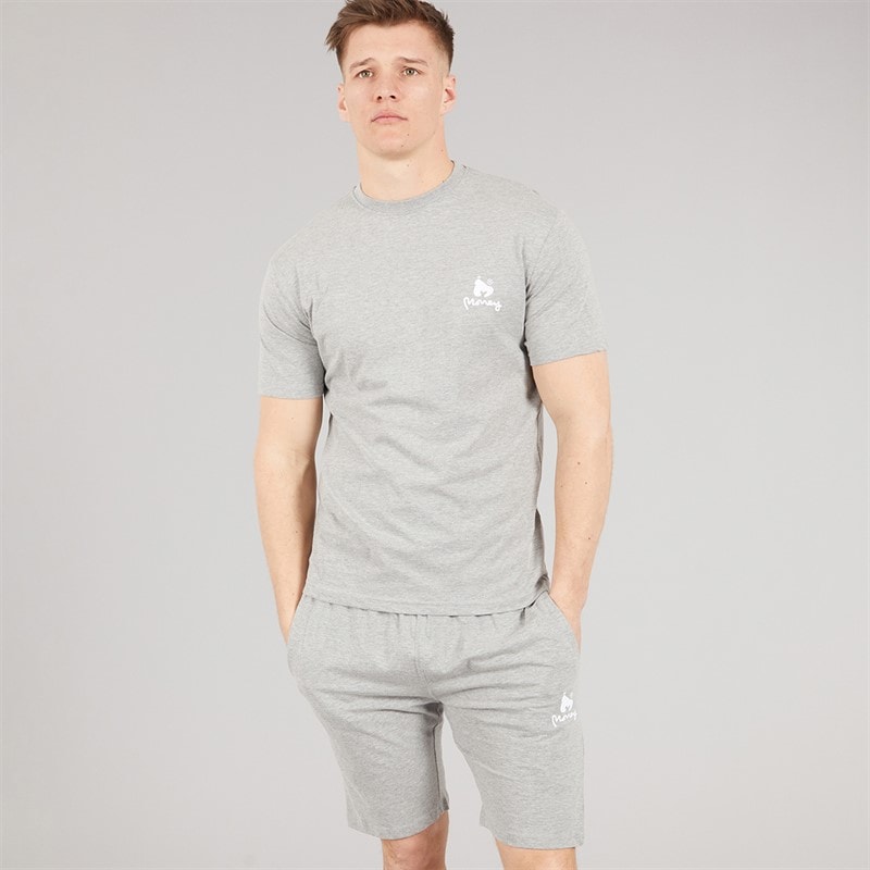Money Mens Lounger T-Shirt And Shorts Set Grey