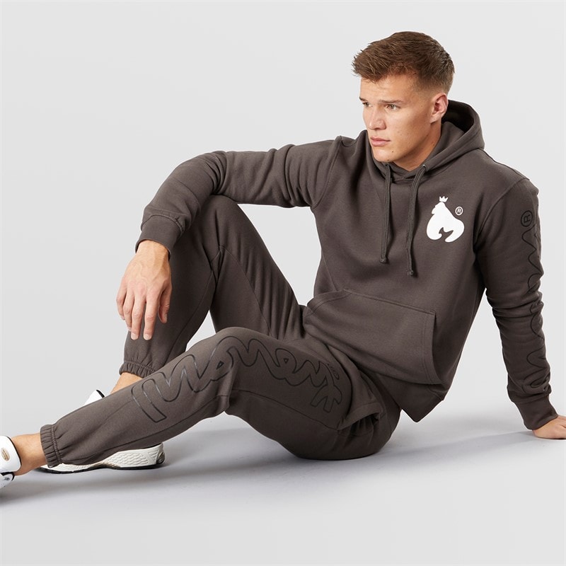 Money Mens Sig Line Fleece Hooded Tracksuit Charcoal Grey - Image 4
