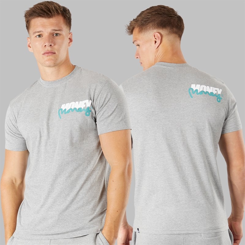 Money Mens Three Pack Crew Neck Tracksuit And T-Shirt Set Grey Melange - Image 2