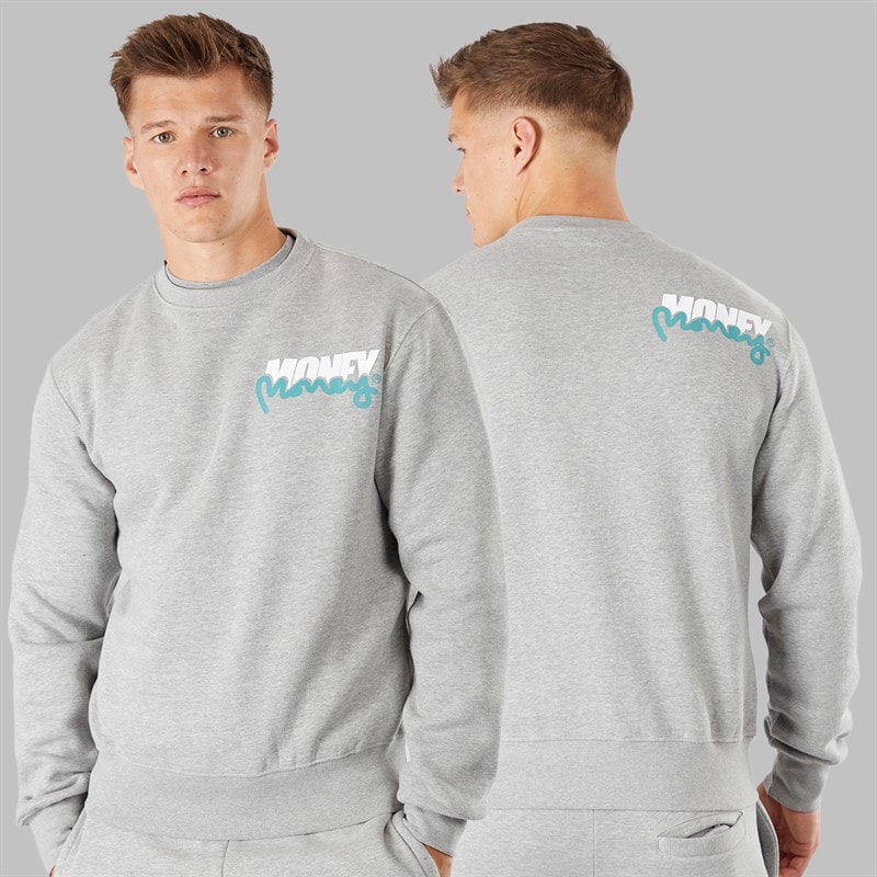 Money Mens Three Pack Crew Neck Tracksuit And T-Shirt Set Grey Melange - Image 4