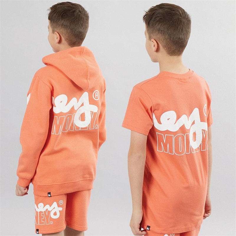 Money Boys Stencil Three Pack T-Shirt Shorts And Sweatshirt Set Pale Orange - Image 2