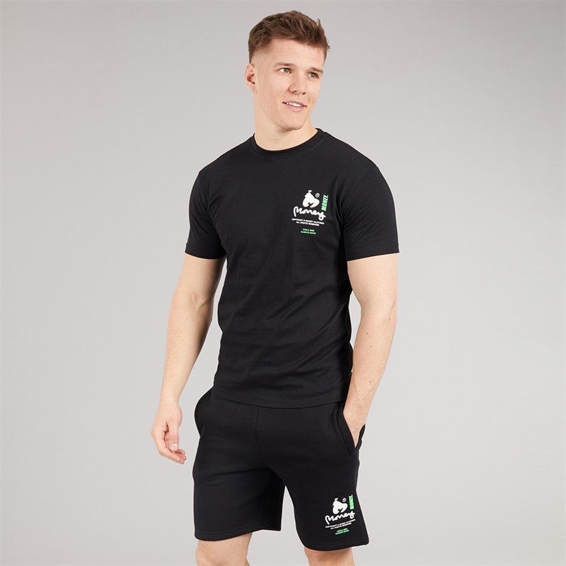 Money Mens Copyright Stencil T-Shirt And Shorts Set Black - Image 2