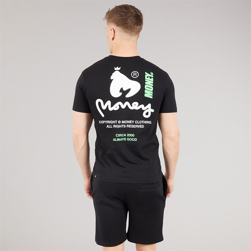 Money Mens Copyright Stencil T-Shirt And Shorts Set Black - Image 3