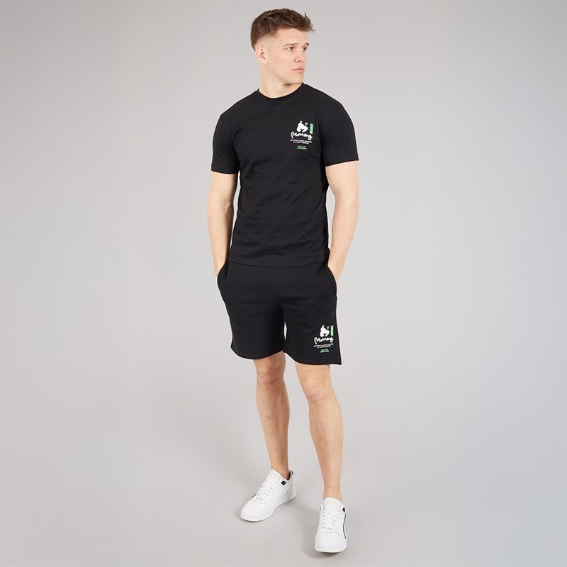 Money Mens Copyright Stencil T-Shirt And Shorts Set Black - Image 4