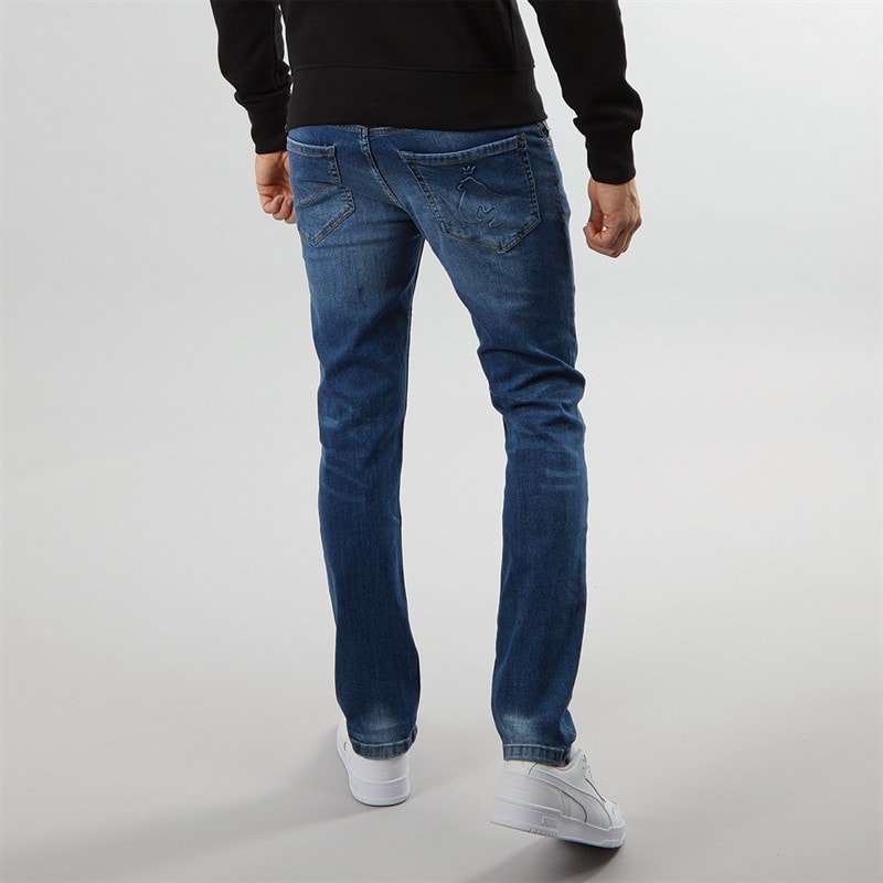 Money Mens Ape Print Jeans Mid Wash - Image 2