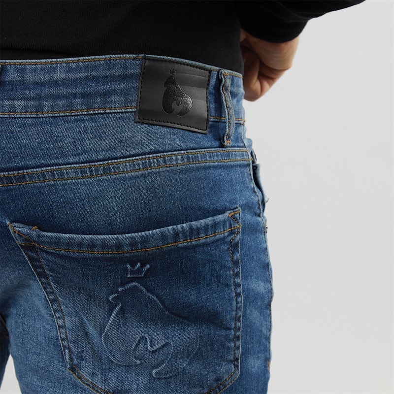 Money Mens Ape Print Jeans Mid Wash - Image 3