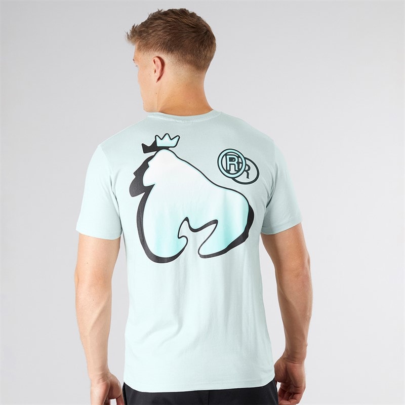 Money Mens Sticker T-Shirt Baby Blue - Image 3