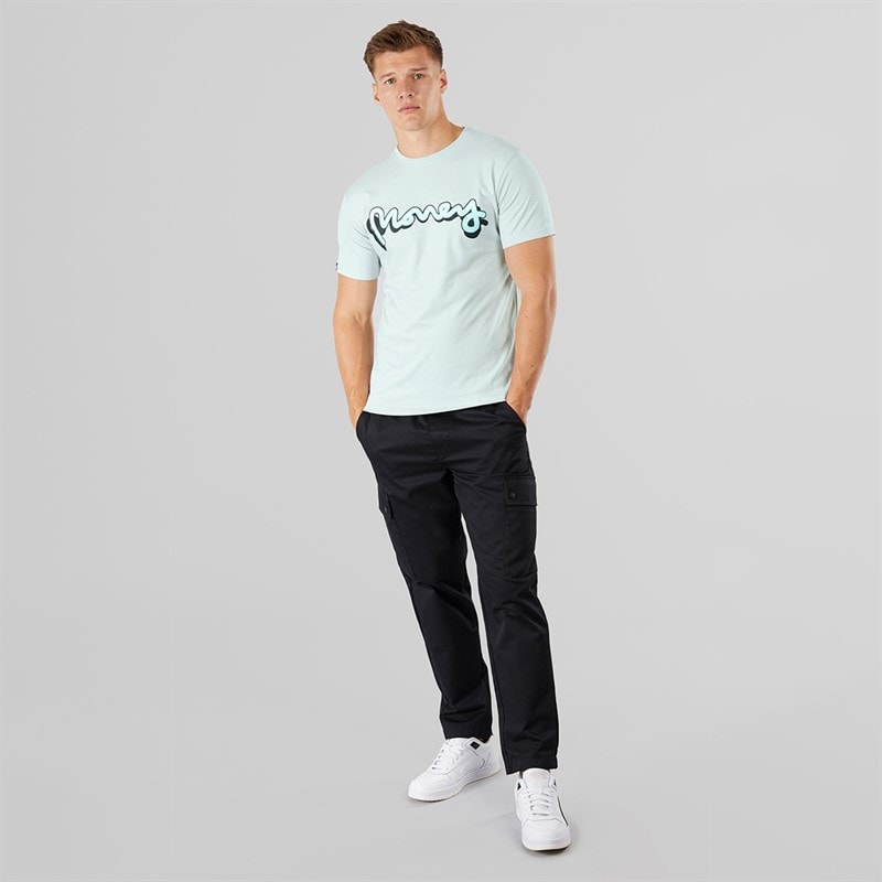 Money Mens Sticker T-Shirt Baby Blue - Image 4