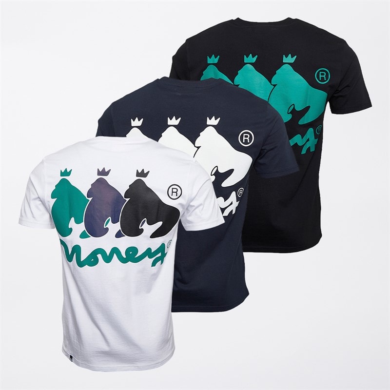 Money Mens Three Pack MNY Trio T-Shirts Black/Navy/White Black/Navy White - Image 2