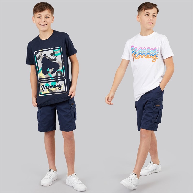 Money Boys Sig Camo And Multi Stack Two Pack T-Shirts Navy/White - Image 3