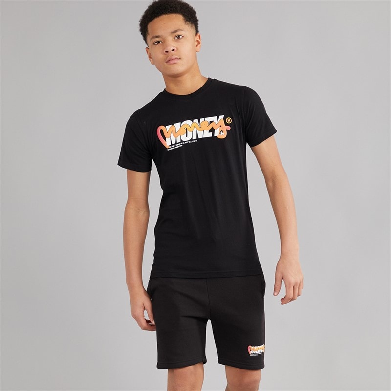 Money Boys Double Money T-Shirt And Shorts Set Black - Image 1