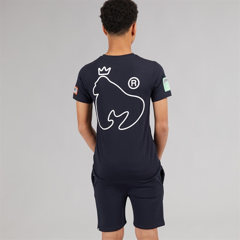 Money Boys Patch T-Shirt And Shorts Set Navy - Image 2