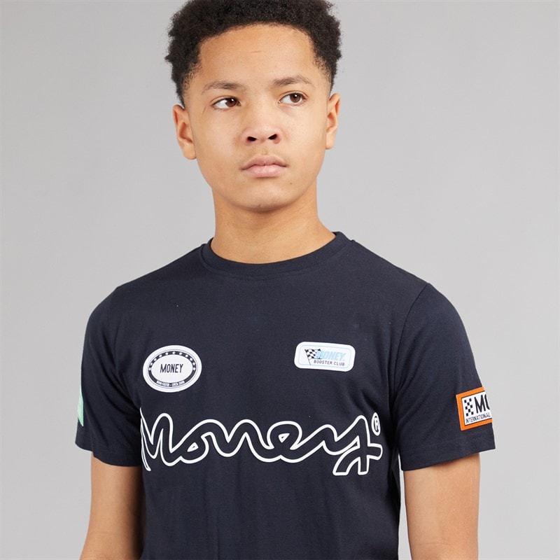 Money Boys Patch T-Shirt And Shorts Set Navy - Image 3