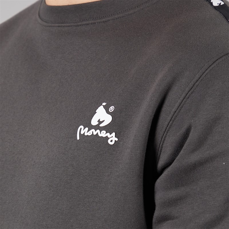 Money Mens Tape Crew Tracksuit Charcoal - Image 3