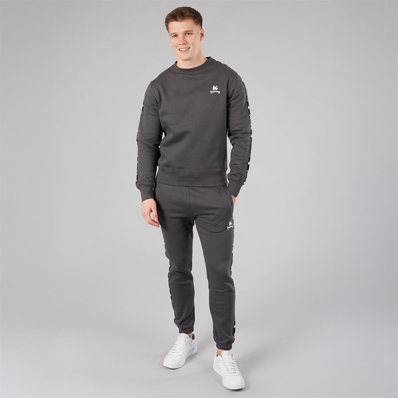 Money Mens Tape Crew Tracksuit Charcoal - Image 4
