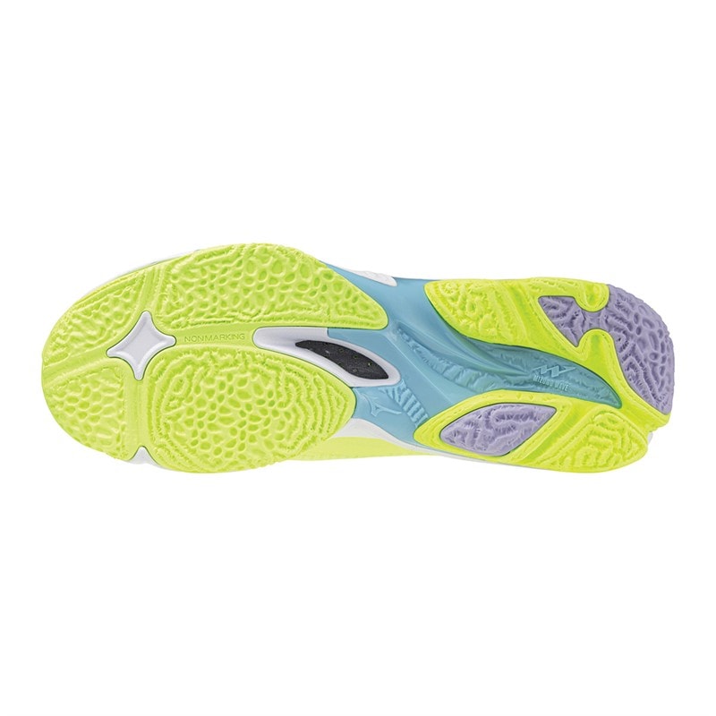 Mizuno Mens Wave Lightning Z8 Court Shoes Mizuno Neo Lime/Black/Splish Splash - Image 2