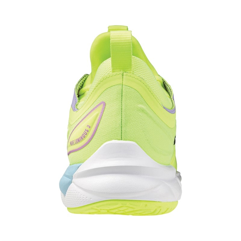 Mizuno Mens Wave Luminous 3 Court Shoes Mizuno Neo Lime/Black/Splish Splash - Image 3