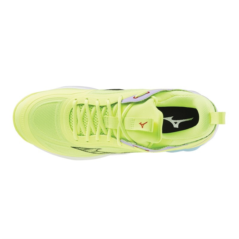 Mizuno Mens Wave Luminous 3 Court Shoes Mizuno Neo Lime/Black/Splish Splash - Image 4