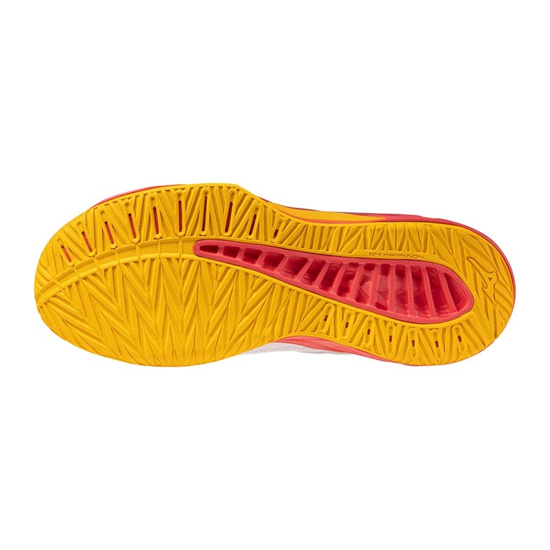 Mizuno Junior Boys Lightning Star Z7 Indoor Court Shoes White/Fiery Coral 2/Citrus - Image 2