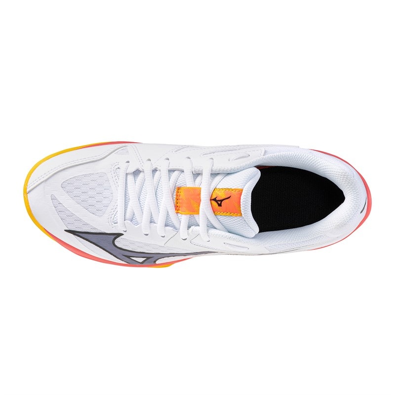 Mizuno Junior Boys Lightning Star Z7 Indoor Court Shoes White/Fiery Coral 2/Citrus - Image 4