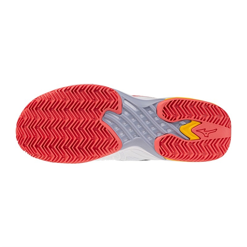 Mizuno Womens Wave Exceed Tour 6 CC Clay Court Tennis Shoes White/Calypso Coral/Icelandic - Image 2